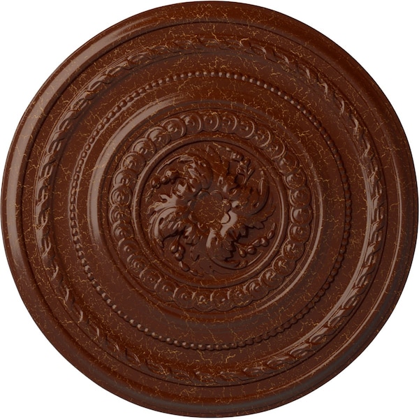 Ekena Millwork Pearl Ceiling Medallion (Canopies up to 1 7/8"), 26 1/4"OD x 1 1/2"P, Burnished Mahogany Crackle CM26PEBMC - main